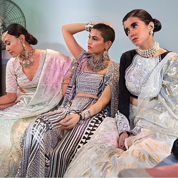 Masaba Tribal Print Crop Top with Dhoti Skirt - Picture 3 of 14